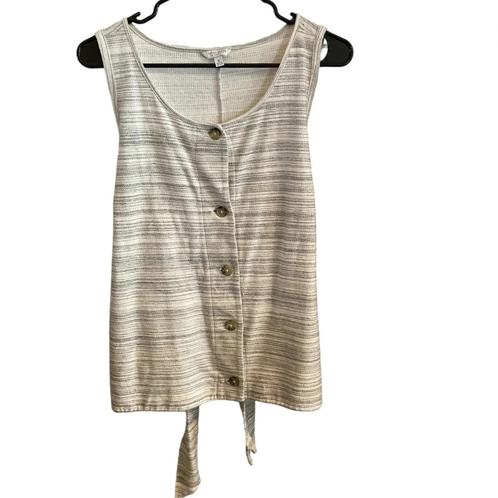 Lucky Brand heather gray / cream blend button down tank top